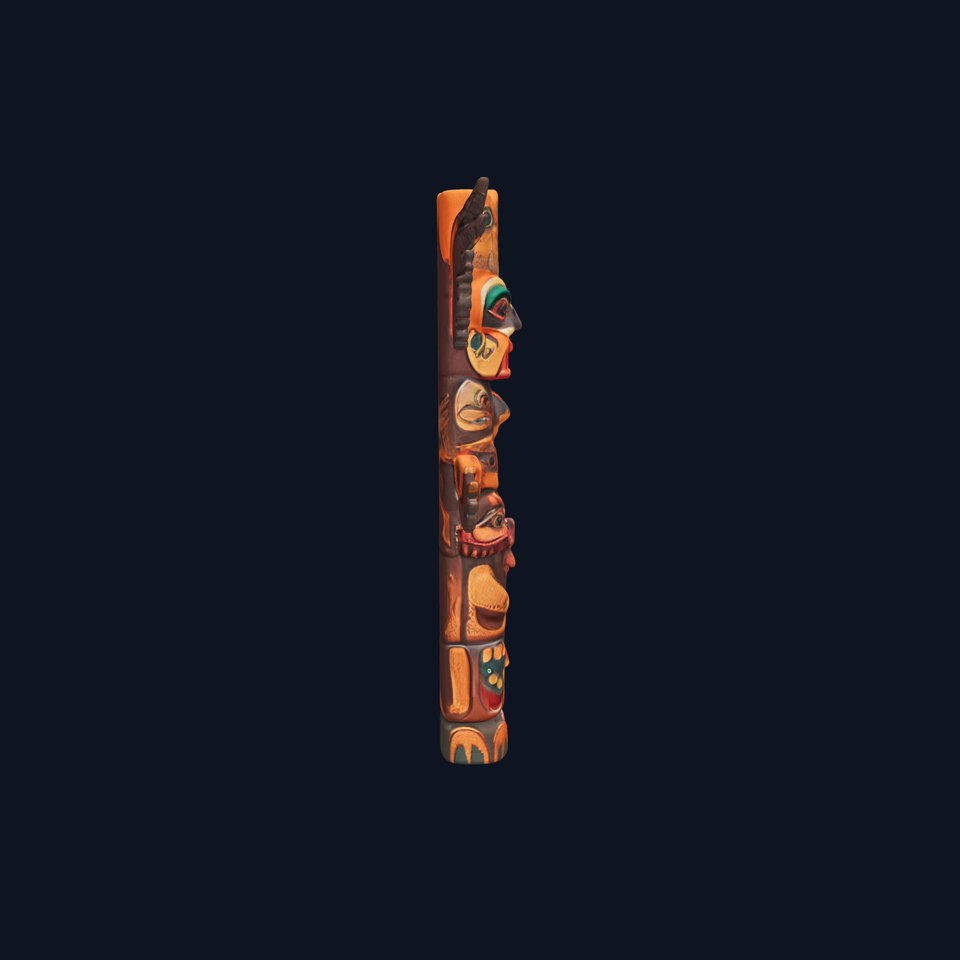 Traditional Totem Pole Model Pack with Detailed Carvings